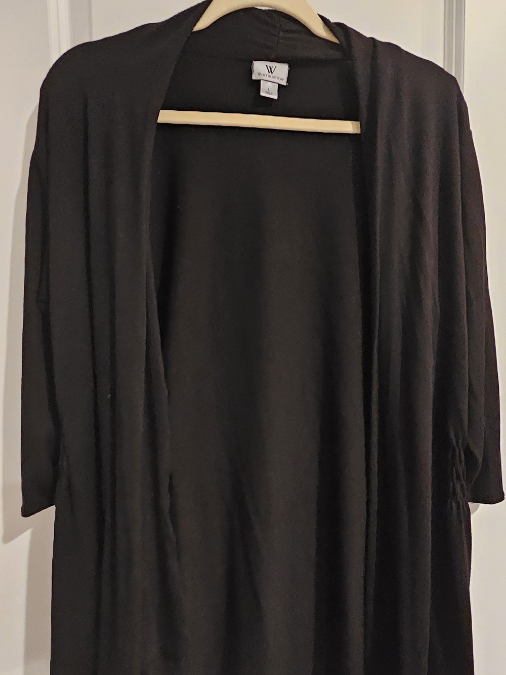 Worthington Black Open-Front Lightweight Cardigan